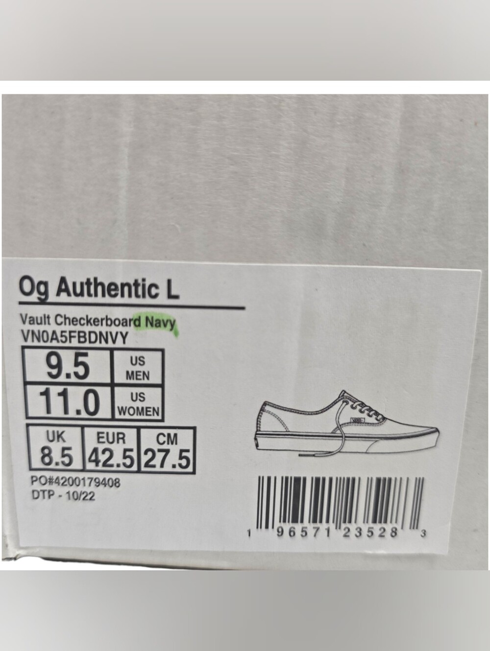 Vans Vault OG Authentic LX Checkerboard Navy Size 9.5 Men / 11 Women VN0A5FBDNVY - Picture 13 of 16